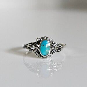Sterling Silver Turquoise Ring, Women's Turquoise Ring, Vintage Style Ring,